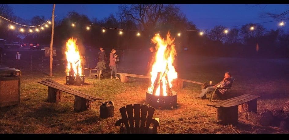 Campfires burning during the Night Maze