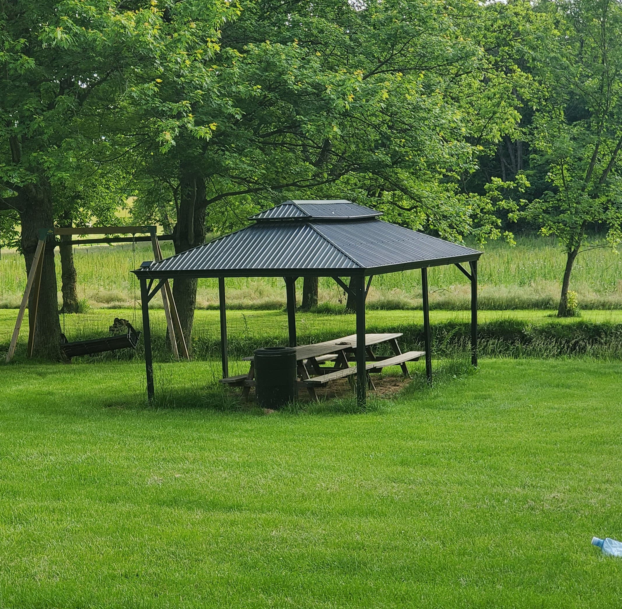 A reservable picnic gazebo at Old McDonald's